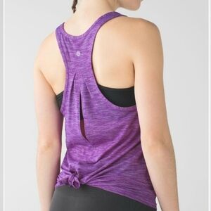 Lululemon Salute the Sun Tank. Heathered Purple, Grey. Size 10. Tie Up In Back.